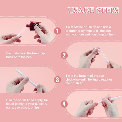 100 PCS Empty Cuticle Oil Pen Apply Transparent Twist Pens 3ml, Empty Nail Oil Pen with Calligraphy Tip Brush for Precise Application, Lip Gloss Container