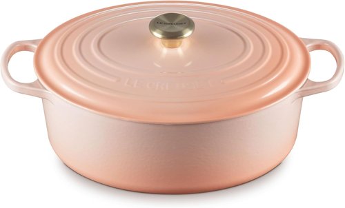 Le Creuset Enameled Cast Iron Dutch Oven - 8 Qt. Oval in Peche with Light Gold Knob