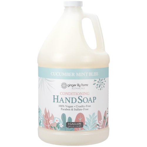 Ginger Lily Farms Botanicals Conditioning Liquid Hand Soap Refill, 100% Vegan & Cruelty-Free, Cucumber Mint Bliss Scent, 1 Gallon (128 fl oz)