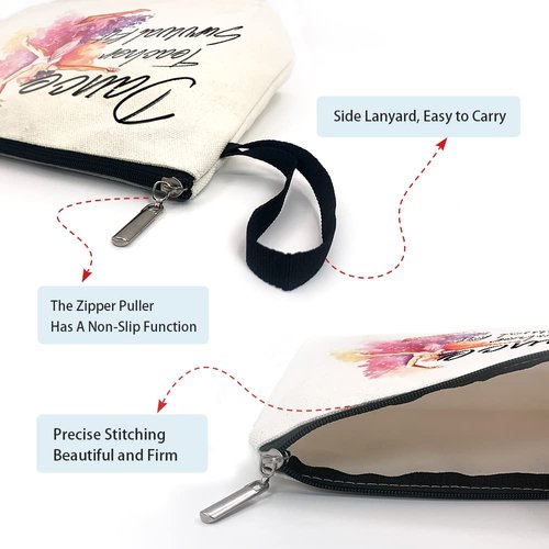 Dance Teacher Survival Kit Funny Cosmetic Bag, for Travel Toiletry Zipper Storage Pouch Makeup Bag, Appreciation Gifts for Dance Teacher Dance Instructors, Retirement Graduation Appreciation Gifts