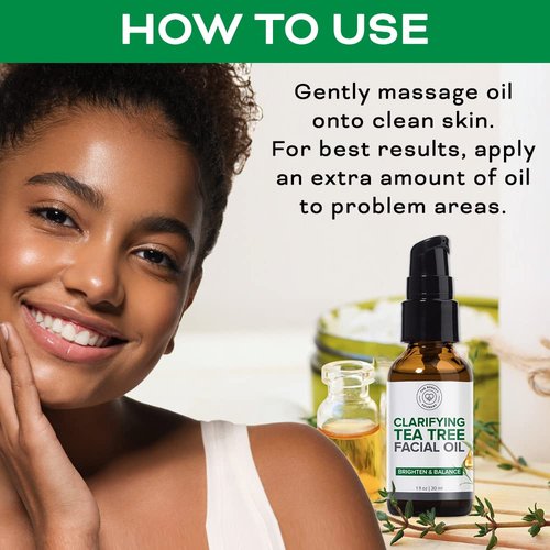 Skiennix Tea Tree Facial Oil - Targets Acne & Uneven Skin Tone | Antioxidant-Rich Beauty Oil, 1 oz