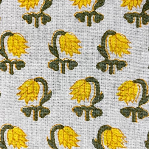 Ridhi Vintage Yellow Hand Block Print Cotton Dining Tablecloth 160x72 Rectangular
