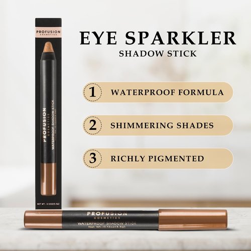 Profusion Cosmetics Waterproof Creamy Eyeshadow Stick - Long-Lasting Shimmer Finish, Vegan & Cruelty-Free, Glimmer