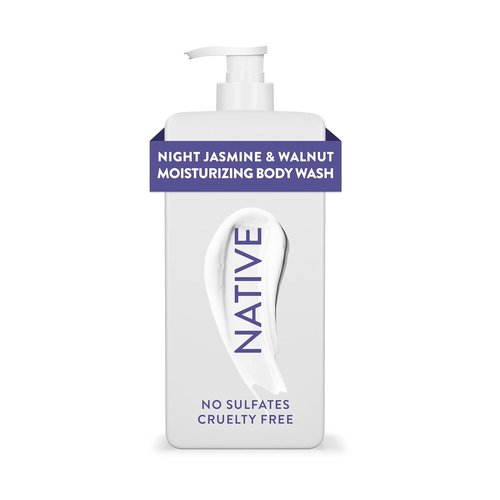 Native Moisturizing Body Wash - Naturally Derived Ingredients for Soft, Hydrated Skin | Night Jasmine & Walnut, 18 oz