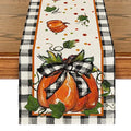 Fall Table Runner 13x90 Inch Polyester Home Decor for Dining Table - Black Beige Orange