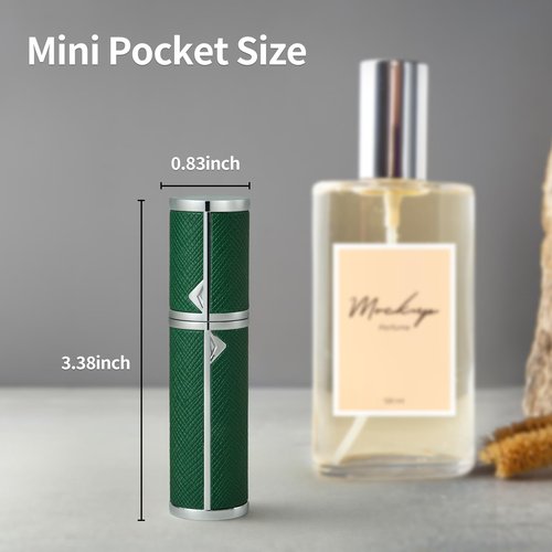 2pcs Travel Perfume Bottle Refillable, Cologne Travel Size Atomizer Bottle,Refill Perfume Dispenser Container,Mini Spray Pump Scent Case For Men And Women, 5ml (Dark Green & Orange)