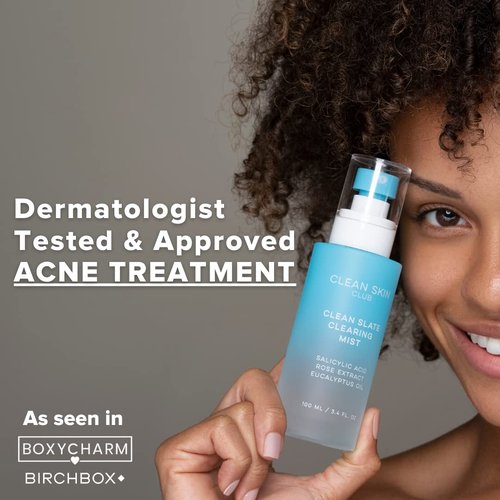 Clean Skin Club Acne Clearing Mist - Salicylic Acid & Rose Extract | Lightweight, Dermatologist-Approved Acne Treatment