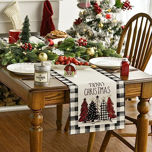 Buffalo Plaid Xmas Table Runner 13x72 Inch Multi Color Holiday Home Decor