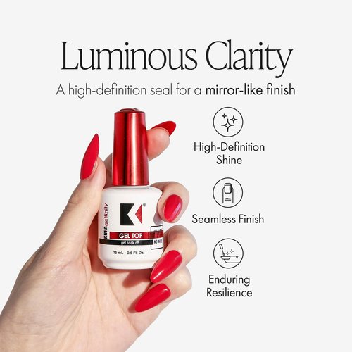 KUPA GelFinity Gel Top Coat - No-Wipe High Gloss Shine, Chip-Resistant Soak-Off Sealer, 0.5 Fl Oz