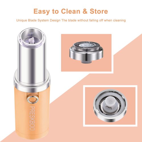 PRESKBOO Nose Hair Trimmer for Women and Men,2 in 1 Facial Hair Remover,Electric Face Shaver Razor for Nose Ear Eyebrow Peach Fuzz Lips Chin,DermaplaningTool,Facial Hair Removal,Orange/uhy6