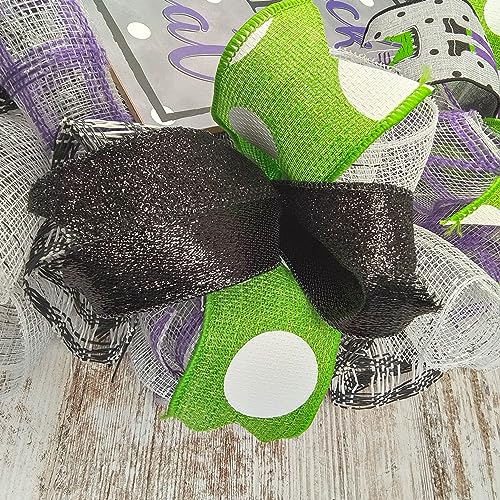 Halloween Frankenstein Wreath - Front Door Decor - Burlap, 24 Inch