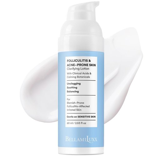 BellamiLuxx Folliculitis Acne Lotion - Soothes Itch & Redness, Reduces Body Acne & Bumps | Salicylic & Glycolic Acid + Botanicals