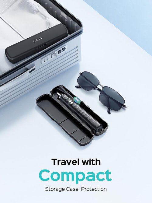 COSLUS Sonic Electric Toothbrush for Adults C40(DY-108Pro): 47000 VPM for Deep Cleaning with Travel Case - 5 Modes for Sensitive Teeth & Brace, Wireless Charging, 6 Brush Heads for Family, Black (1PC)