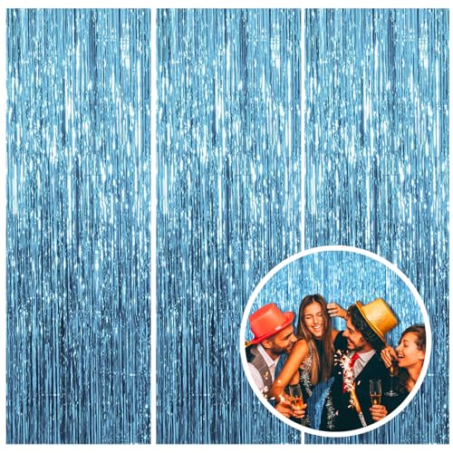 Light Blue Ocean Themed Foil Curtain Party Streamers - 3 Pack