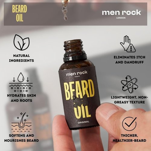 Men Rock Beard Oil - Original Grapeseed & Vitamin E Formula - 1 oz Facial Hair Conditioner
