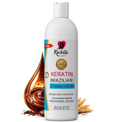 Kachita Spell Brazilian Keratin Hair Straightening Treatment - Lasts 18 Weeks | 16 fl oz, Chocolate & Argan Oil Complex