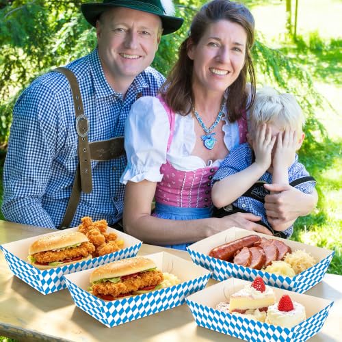 Oktoberfest Paper Food Trays Pack of 100 - Foldable Bavarian Party Supplies