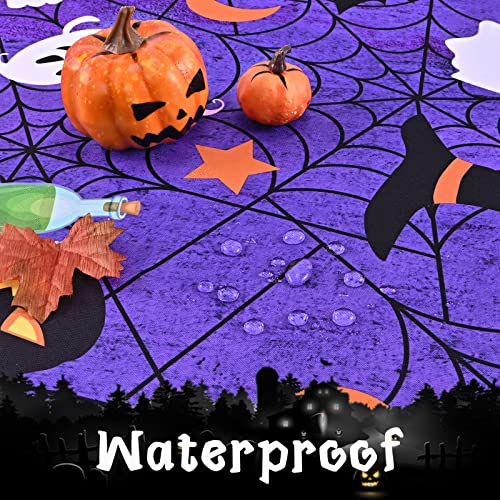 Halloween Tablecloth Spider Web Pumpkin Ghost Waterproof 55x55 Inch - Purple - Variation of THIS listing