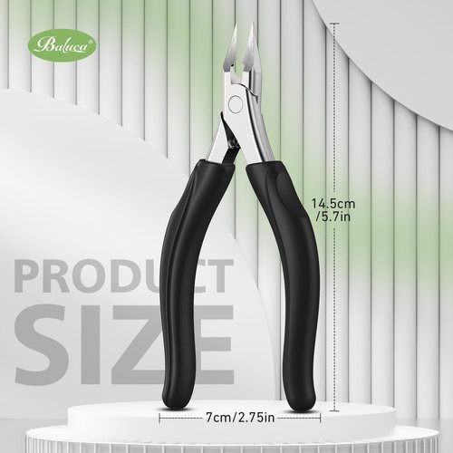 BALUCA Professional Straight Edge Toenail Clippers for Thick Nails & Ingrown Toenails - Heavy Duty Long Handle Nail Clippers for Seniors and Adults with Precision Design for Pain-Free Grooming,Black