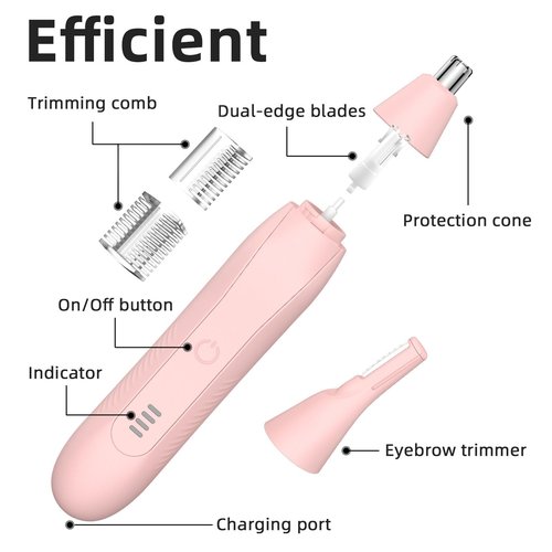 Setonia Ear and Nose Hair Trimmer for Men Women, Eyebrow and Facial Hair Trimmer with Powerful Motor and Dual-Edge Blades Rechargeable Painless 2 in 1 Metal Trimming Tool