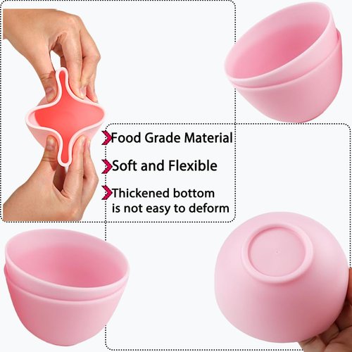 PLINNILUY 6 Pack Silicone Face Mask Mixing Bowls - Microwave & Freezer Safe, Non-Stick Esthetician Bowls for DIY Skincare, Clay Masks, Hair Color, 3.3-inch Esthetician Supplies(Pink)