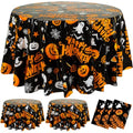 Halloween Tablecloths 3 Pack 84 Inch Pumpkin Black - Disposable & Waterproof