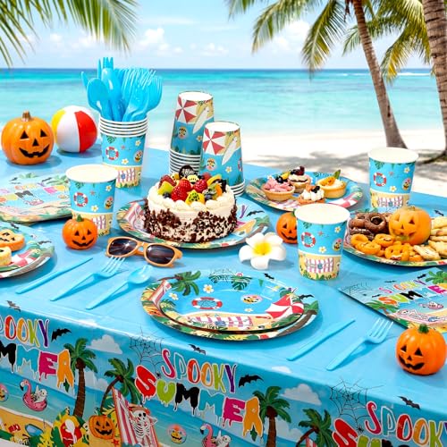 Summer Halloween Skeleton Party Supplies Set - 168 Pieces for Spooky Celebration