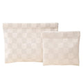 LYDZTION 2 Pieces Checkered Leather Makeup Bag Set for Women, Portable Cosmetic Bag Travel Toiletry Bag Organizer Waterproof Small Makeup Bag Aesthetic Accessories Storage Bag for Women-White