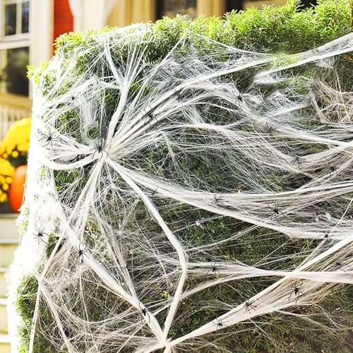 Halloween Cobwebs Decorations Set with 40 Spiders for Indoor & Outdoor Spooky Decor