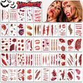 Fake Scar Tattoos Set - 45 Sheets Realistic 3D Wound Blood Cuts Halloween Cosplay