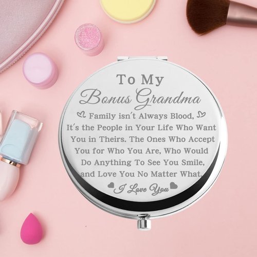 bobauna Bonus Grandma Pocket Mirror Step Grandma Gift Family Isn't Always Blood Grandma Makeup Mirror for Unbiological Grandma (Bonus Grandma -S)