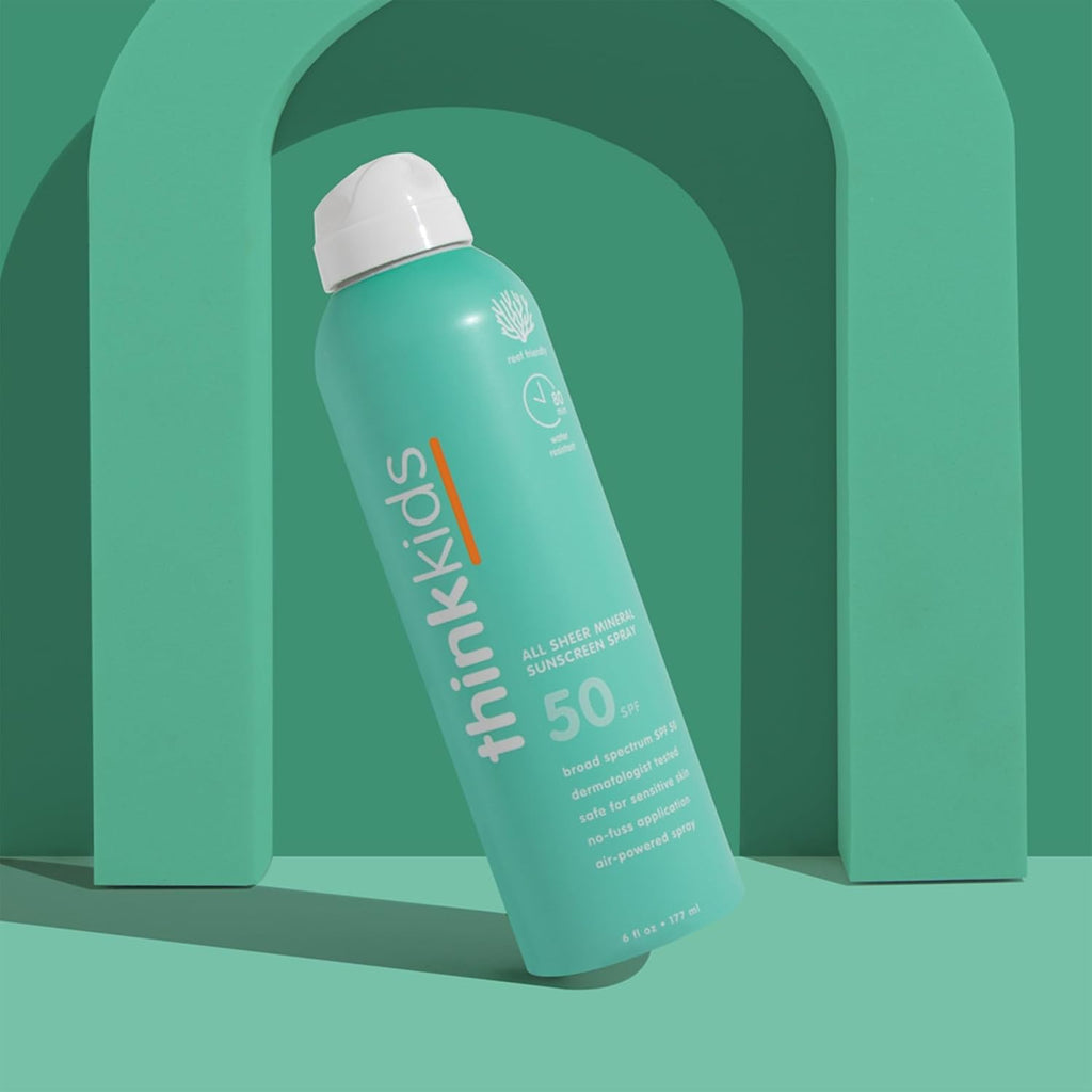 Thinksport Kids Sunscreen Spray - SPF 50 Mineral Protection | Water-Resistant, 6 Fl Oz