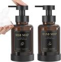 Luxspire Foaming Soap Dispenser - 15 Oz Glass Pump Bottle with Waterproof Labels | Amber, 2 Pack for Kitchen & Bathroom
