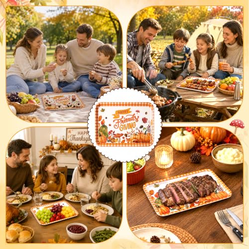 Fall Pumpkin Serving Trays Set of 3 - Reusable Melamine Platter for Party Decor