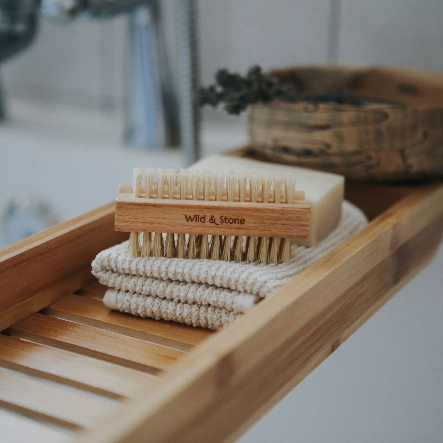 Wild & Stone | Wooden Nail Brush | Double-Sided Natural Sisal Fingernail and Toenail Brush | FSC Certified Beechwood & Sisal Fibres | Vegan & Plastic Free (One Size, 2, Count)