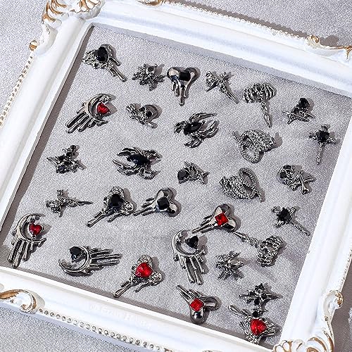 Halloween Nail Charms 30pcs Gothic Metal Decorations for Acrylic Nails