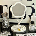 KEAINVRN Flower-Shaped Makeup Mirror for Desk Vanity Mirror for Bedroom,Living Room and Minimal Spaces Room Decor Home Decorations (White)