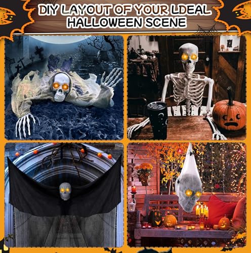 Halloween DIY Glowing Eyes Lights - Orange 4 Pack for Masks, Skulls, Pumpkins