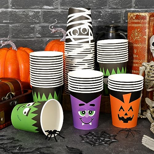 Halloween Disposable Paper Cups 9oz - 100 Pack for Parties & Events