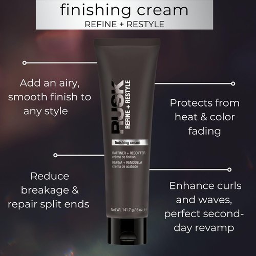 RUSK Finishing Cream - Refine & Restyle for Frizz-Free Hair with Natural Texture & Shine | 5 oz.