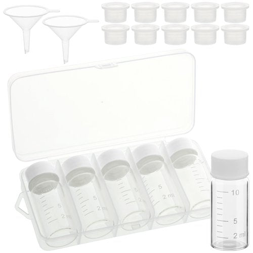 AIHSUMC 5 Pcs Liquid Medicine Travel Container, Scale Glass Liquid Medicine Bottles Travel Size Liquid Medicine Dispenser with Leak-proof Plug Single Dose Medicine Bottles Containers (Clear, 10ml)