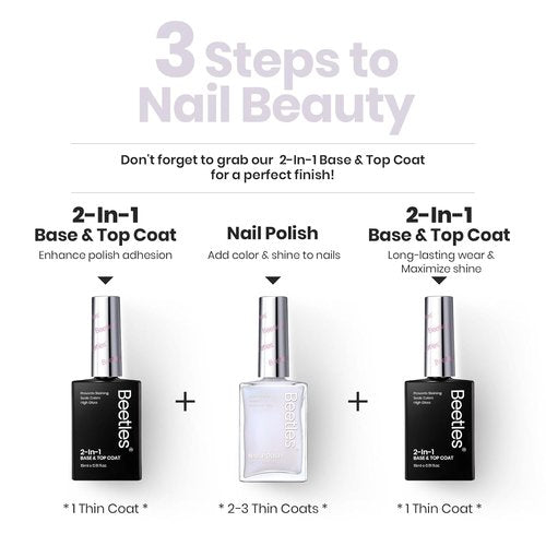 Beetles Nail Polish - Fast-Drying Jelly White Glitter Nail Concealer | 0.51 FL OZ for Strengthening Thin Nails