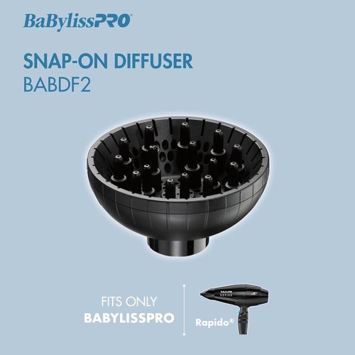 BaBylissPRO Snap-On Diffuser Attachment - Compatible with Rapido & Brava Hair Dryers | Model BABDF2