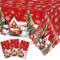 Christmas Tablecloths Set - Snowflake, Snowman, Tree Designs, 87x51 Inch Disposable Plastic, 3 Pack