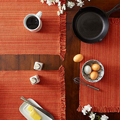 Variegated Cotton Placemat Set 13x19 Inches - Spice, 6 Piece