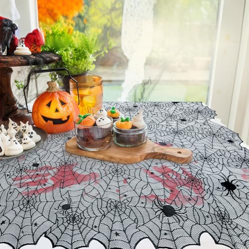 54x72 Inch Spider Web Lace Tablecloth Halloween Gothic Party Decor