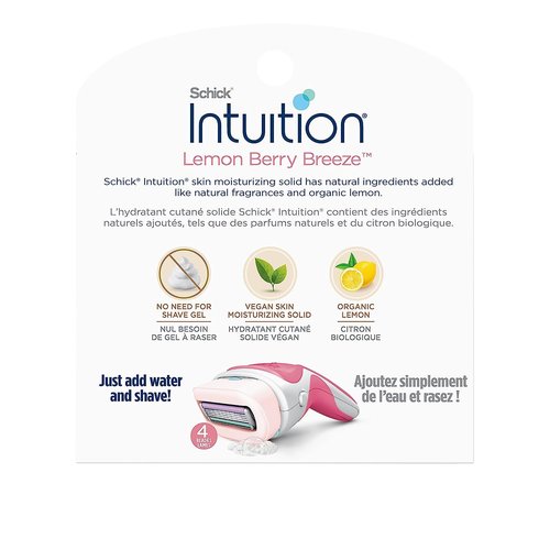 Schick Intuition Lemon Renewing Moisture Women Razor Refill Cartridges, New Version 2022 (Lemon3Count(1Pack))