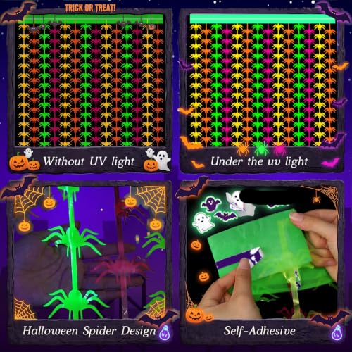 Glow in the Dark Halloween Spider Fringe Curtains - Party Decorations