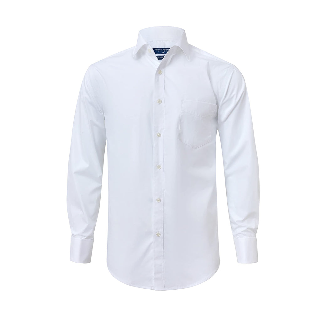 Year In Year Out French Cuff Wrinkle Free Dress Shirt for Men Regular Fit Long Sleeve Wrinkle Resistant Shirt(White 175A,L)