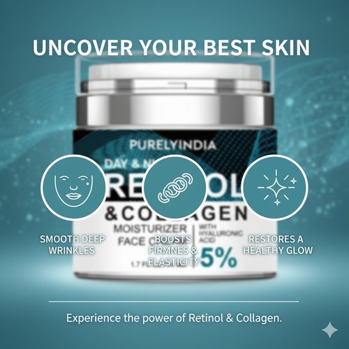 Purelyindia Retinol Cream for Face – Anti-Aging Moisturizer to Reduce Wrinkles & Fine Lines – Hydrating Retinol Night & Day Cream for Smooth, Firm Skin